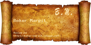 Beker Margit névjegykártya